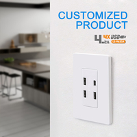 Prise murale USB standard américaine en gros d'usine, prise de charge murale multi-ports 3A+1C, prise en charge de la personnalisation OEM ODM