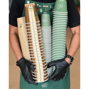 <span class=keywords><strong>Gobelet</strong></span> en papier à emporter pour thé et café, avec couvercle, logo personnalisé, luxe, écologique, jetable, 16 oz, 12 oz, finition miroir brillant, feuille d'or métallique - Product Image 2