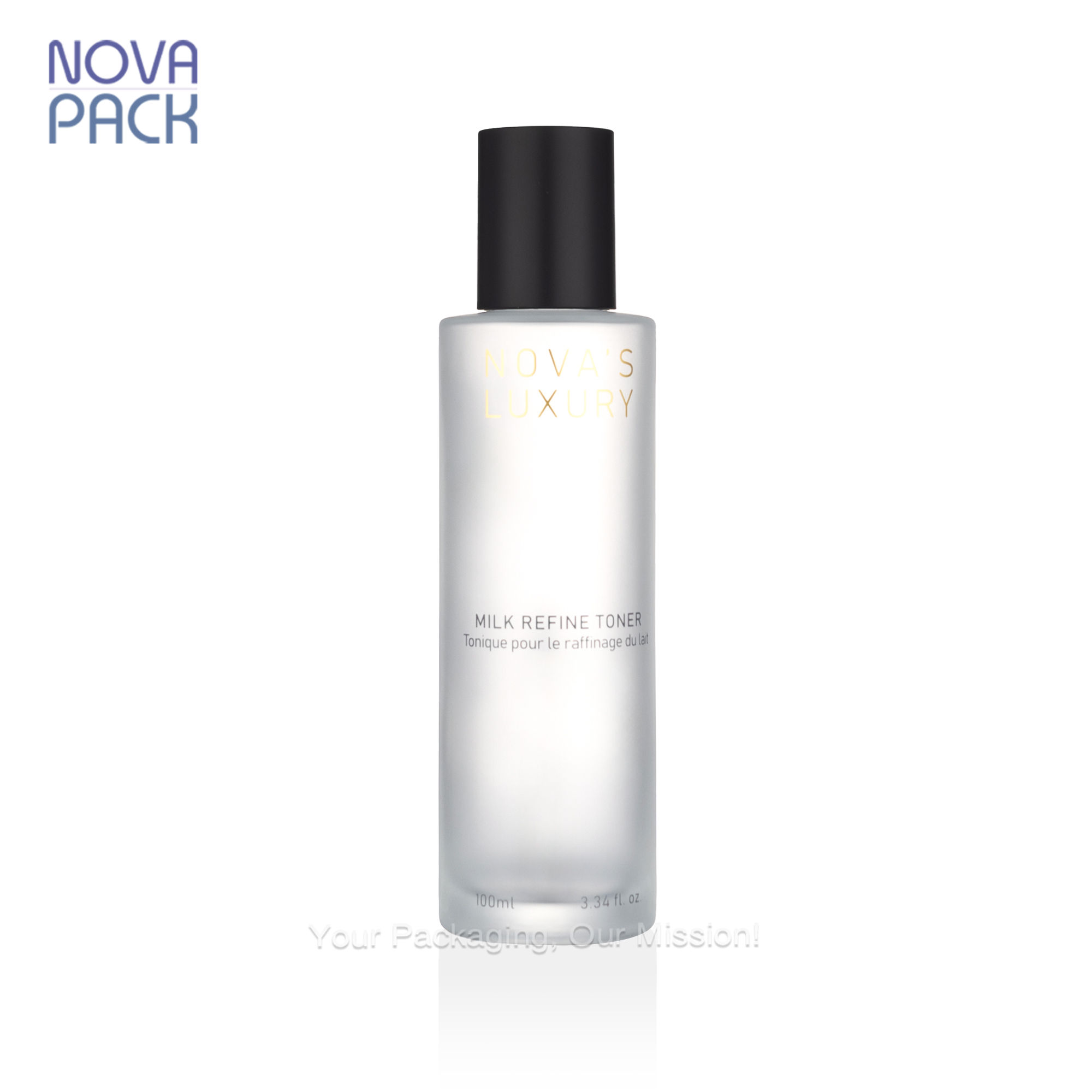 Frosted Glass Bottle + Matte Black Cap