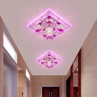 Lustre moderne en cristal coloré à LED pour couloir, lampe suspendue