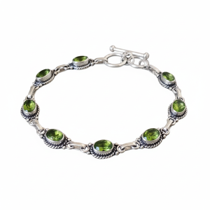 กำไลข้อมือเทนนิสหยกเงินแท้ 925 สไตล์โบฮีเมียน ทำมือ ของขวัญแต่งงานสำหรับทุกเพศ ชุบโรเดียม - Product Image 1