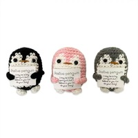 WOWEI Mini Pingouin au Crochet Amusant, Pingouin Émotionnel Amusant avec Carte de Soutien Émotionnel sur le Devant