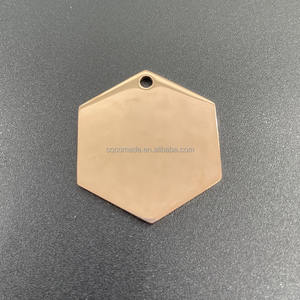 Шестигранные пластины из нержавеющей стали, золотые, розовые, золотые, на заказ, штампованные шестигранные пустые метки - Product Image 3