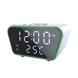 Alibaba Hot Products Alarm Clock Wireless Charger Desktop Digital Clock Alarm Clock 15W Wireless Charger