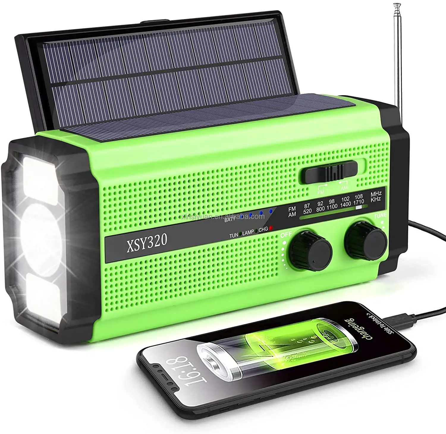 Portable multifonction solaire Radio LED lampe de poche d'urgence solaire manivelle Radio LED lampe de lecture