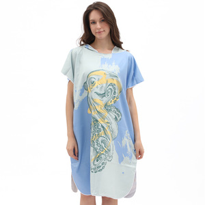 hooded towelling beach dress womens Cover Up Beachwear Hooded Towel Women Turquoise – saltystory main image 1
