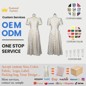 ZYHT 21777 con colletto di perle abiti Vintage a <span class=keywords><strong>pois</strong></span> da donna estate elegante <span class=keywords><strong>abito</strong></span> da festa Midi a manica corta - Product Image 6