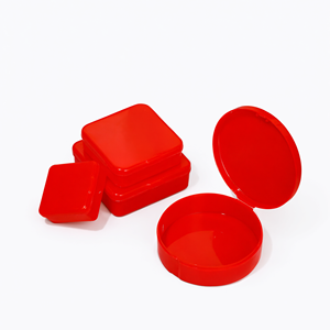 Caja de Almacenamiento Redonda de Plástico Rojo con Tapa para Organización del Hogar y de Piezas - Product Image 2