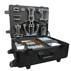 Boîte à outils en alliage d'aluminium, 16 compartiments, étui de rangement étanche à roulettes pour présentation d'échantillons de portes et fenêtres - Product Image 1