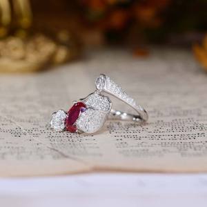 Bagues de mode en argent sterling avec rubis ovales de 2 carats cultivés en laboratoire, pierres précieuses de synthèse, matériau principal silicone - Product Image 5