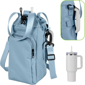 <b>Water</b> <b>Bottle</b> Carrier Bag with Phone Pocket 32oz 40oz <b>Water</b> <b>Bottle</b> <b>Holder</b> with Adjustable Shoulder Strap Carrier Sling Bag - Product Image 6