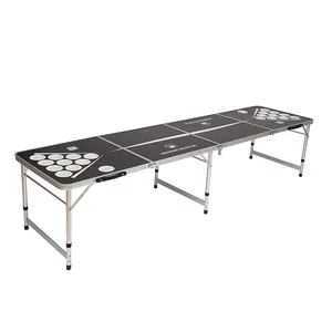 定制2.4米可折叠游戏啤酒乒乓球桌8英尺户外铝折叠桌可调野餐野营桌带杯孔