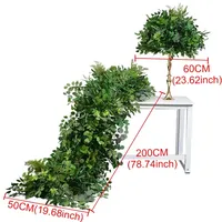 Décorations de mariage en fleurs de soie blanches et feuilles de plantes vertes personnalisées, chemin de table de mariage en fleurs en gros, toile de fond de table de mariage