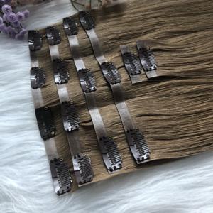 Extensions de cheveux Remy à double trame à clipser, cheveux humains vierges lisses, matière première en gros, extensions à clipser double PU fabriquées à la machine - Product Image 3