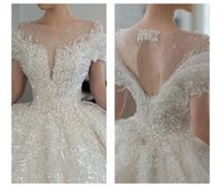 Robe de mariée moderne Nuo Nuoyi Dubaï, sexy, col en V, avec décoration en dentelle, taille plus, scintillante