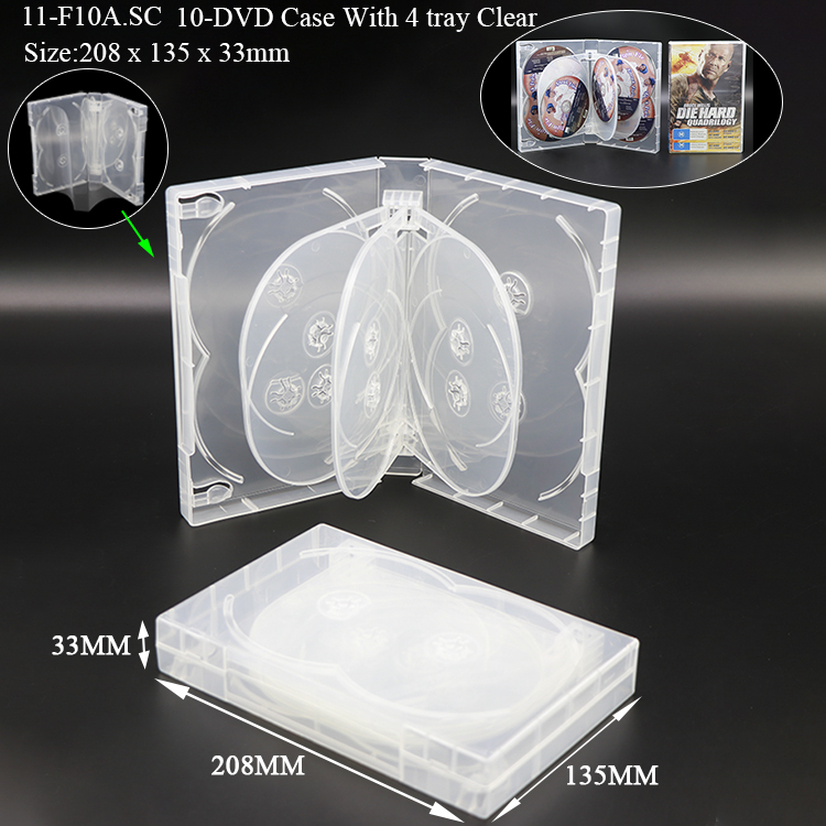 F10&nbsp;:&nbsp;33&nbsp;mm, étui pour 10&nbsp;DVD transparent