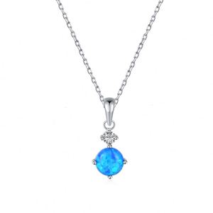 Dylam Hypoallergenic Non Tarnish S925 Silver Women Fine Jewelry 5A Cubic Zirconia Diamond Synthetic <b>Opal</b> <b>Pendant</b> Necklace - Product Image 1