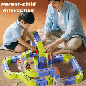 Bloques de Construcción Magnéticos, Pistas, Juguete de Coche Mágico, Ensamblaje DIY, STEM Educativo, Riel de Plástico, <span class=keywords><strong>Tren</strong></span>, Cubo, Juego de Juguetes de Encaje para Niños de 3+ Años - Product Image 5