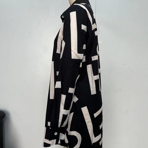 Wholesale Custom OEM High Quality Autumn Winter Women's <b>Dress</b> With Long Sleeve Four-side <b>Elastic</b> Print Splicing Button <b>Dresses</b> - Product Image 3