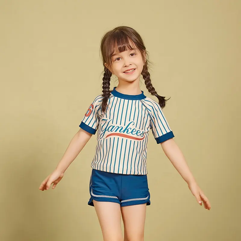 Bóng chày phong cách sọc trẻ em áo tắm 2024 mùa hè chất lượng cao Đồ bơi 2 mảnh hai mảnh cho cô gái bãi biển bé Toddler beachwear