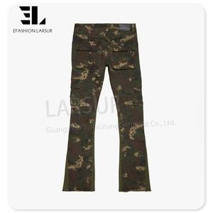 LARSUR Custom Denim Factory Twill Full Print Tree Camo Pantalones Slim Cargo Flare Jeans Hombres Camuflaje Denim Carpenter Pantalones para hombres - Product Image 2