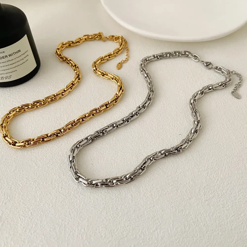 2024 Hot necklace jewelry titanium steel plated 18k real gold bath without picking thick rope chain stainless steel necklace