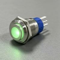 Interrupteur à bouton-poussoir en acier inoxydable de 19 mm, étanche IP67, interrupteur momentané éclairé par LED pour équipement industriel