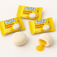 Chewing-gum à éclatement intense et liquide, saveur banane, pastèque, menthe, chocolat, sans sucre, avec centre de confiture de fruits, pour