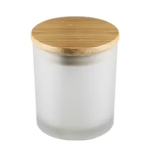 Hot Custom Mark Matte Glas Frosted Glazen Kandelaar Home Decoratie Kaars Jar Met Beboste Deksels