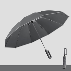 <span class=keywords><strong>Parapluie</strong></span> d'affaires automatique à 3 volets pour hommes de haute qualité avec logo personnalisé inversé à 10 os et poignée de boucle d'anneau de <span class=keywords><strong>tempête</strong></span> Adultes - Product Image 6
