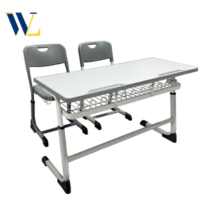 Lớp học đặc biệt đôi bàn ghế đặt gỗ metral Bàn và ghế bề mặt kim loại khung bàn và ghế - Product Image 2