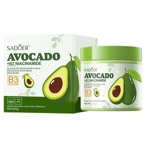 SADOER 200g Beurre Corporel Luxueux à l'<span class=keywords><strong>Avocat</strong></span> et Niacinamide B3 Hydratation Intense Éclaircissant Lissant Soin Corporel - Product Image 1