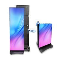 Mesin Iklan Poster Lipat Portabel, Layar LED HD Indoor, Layar Elektronik Berdiri untuk Pameran