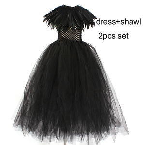 Caliente carnaval bruja disfraz Halloween chica tul vestido Tv y <span class=keywords><strong>película</strong></span> disfraz Cosplay fiesta negro malla <span class=keywords><strong>maléfica</strong></span> vestido con diadema - Product Image 3
