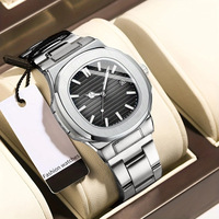 Nouvelle montre à bracelet en acier avec calendrier carré, montre-bracelet à quartz pour homme, ensemble de montres à quartz pour homme