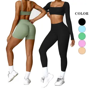 2024 Tweedelige Workout Yoga Sets Vrouwen Compressie Butt Lift Gym Fitness Sets Push-Up Tgirls Yoga Wear Fitness Actieve Set