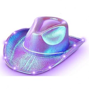 Nuevo Sombrero de Vaquero Morado Colorido para Fiesta de Carnaval de Halloween con Luz, Modelo de Sombrero Láser Rosa de Estilo Occidental Colorido con Efecto de Ilusión - Product Image 1