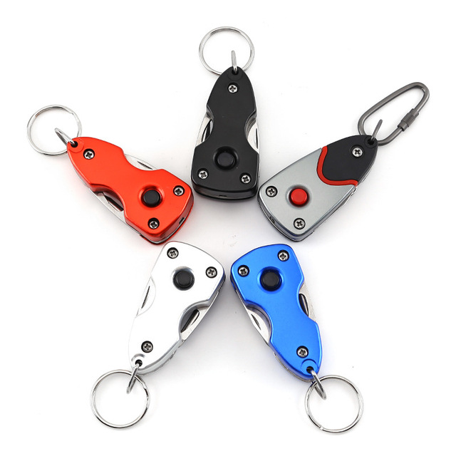 Mini 6-in-1 EDC Multi-Function Pocket Keychain New Stainless Steel Multi-Knife with LED Light OEM Customizable
