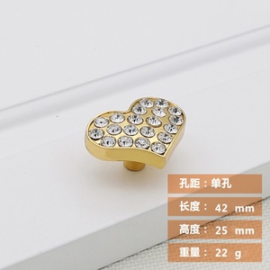 Kitchen Single-Hole Diamond Crystal Handle <b>Silver</b> + Gold Durable Zinc Alloy <b>Drawer</b> Pull Hardware for Bedroom Wardrobe Cabinet - Product Image 2
