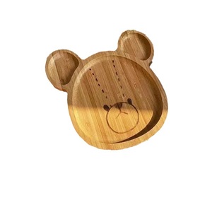 Plateau en bambou en forme d'ours, couleur bois naturel, design de dessin animé, assiette pour enfants - Product Image 5