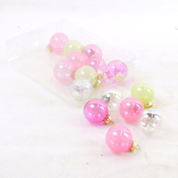 Ensemble de boules de Noël en verre transparent de haute qualité, irisées, rose pastel et vert, pour la décoration de l'arbre de Noël, de la maison et des fêtes.