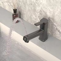 Robinet de salle de bain en laiton et céramique traditionnel à alimentation hydraulique avec affichage numérique LED de la température, robinet intelligent pour lavabo