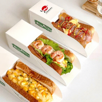 Plateau écologique de boîte à sandwichs de qualité alimentaire pour sushi, boulangerie, crêpes, sandwich aux œufs, restauration, boîte d'emballage en papier gaufré