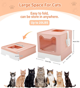 Bac à litière pliable pour chat avec tiroir et pelle, grand espace, contrôle des odeurs, nettoyage facile, bac à litière à capot - Product Image 5
