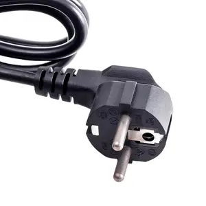 Penjualan langsung dari pabrik kualitas tinggi steker 3-pin Eropa hitam 3g0,75 kabel daya AC genre1,7 meter dengan pemrosesan ekor