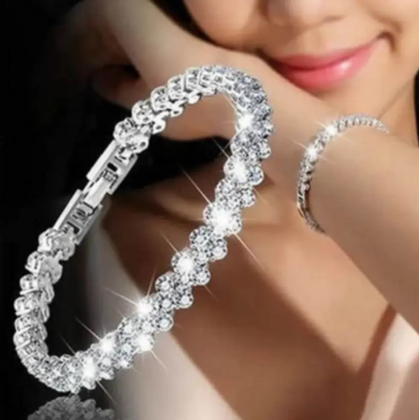 ファッションジュエリー新しい絶妙な豪華なローマのクリスタルブレスレットシンプルなダイヤモンドスタッズブレスレット