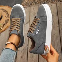 Nouvelles baskets compensées à lacets pour femmes, en daim, confortables, pour la marche
