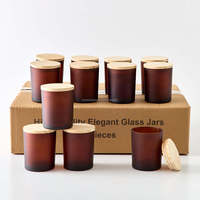 Vente en gros de pots à bougies en verre brun givré de 8 oz, 10 oz et 14 oz, étiquette privée, pot à bougie personnalisé avec couvercle et boîte cadeau, Noël