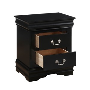 Comodino Classico Tradizionale Nero a 2 Cassetti, Mobile in Legno per Camera da Letto - Product Image 3