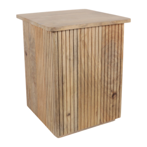 Tavolino quadrato con bordi scanalati, tavolino in legno per piccoli spazi, mobile d'accento per camera da letto - Product Image 2